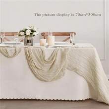 1pc/5pcs 90*180cm Solid Color Table Runner, Minimalist Polyester Tablecloth Decor, Suitable For Dining Table - Beige - View 6