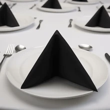 6/16pcs Black Polyester Napkins, Washable With Hemmed Edges, Suitable For Parties, Weddings, Banquets And Restaurants - Black - View 6