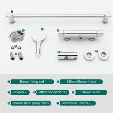 MORADO Thermostatic Shower Bar With Adjustable Riser Kit Wall Mounted Bar Mixer Shower With 1.5M Hose Pipe And 3 Function Handhled Shower Chrome - ShowerMixer+RiserSet1 - View 6