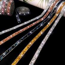 Resin Rhinestone Strip With Beaded Chain Mixed Sizes Diy Jewelry Accessory Stick-On Clothing Edging, Handbag, Shoes, Car Trim