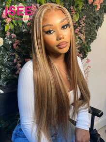 ISEE Tóc giả HAIR Wear Go 6x4 độ nét cao, không ren, kiểu ombre thẳng, màu vàng mật ong P4/27, đã được tỉa sẵn, đường chân tóc tự nhiên, độ dày 180%, dài 8-30 inch, phù hợp cho người mới bắt đầu. - S4/27 - Xem 2