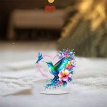 1 pièce Figurine en acrylique d'oiseau, de fée, de dinosaure - Décoration de table avec support, décoration acrylique 2D recto-verso, convient pour la maison et le bureau, statue polyvalente, cadeau de Noël parfait