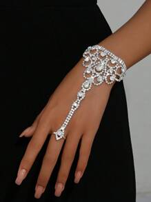 1pc Stylish Versatile Rhinestone Finger Chain, Suitable For Women To Wear At Weddings, Banquets, Parties, And Daily Life