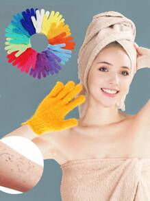 6/10/20 Pcs Random Color Exfoliating Bath Gloves, Double-Sided Scrubber Gloves, Shower Gloves, Body Massage Cleaning Gloves