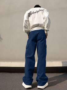 1pc Men's Spring/Summer Multi-Pocket Solid Color Slim Fit Cargo Pants, Suitable For Beach, Holiday, Casual, Workout, Running, Outdoor, Leisure, Fitness, Jogging, Straight Leg Trousers, Fashionable Streetwear, Fall