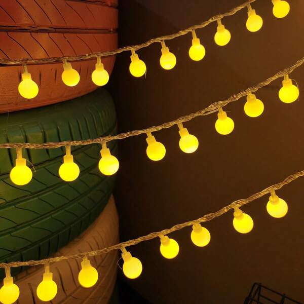 1pc Decoração de Cena de Festa de Aniversário Luzes de Corda Luzes de Bola LED, Alimentadas por Bateria, Cor Quente, Luzes de Fadas Românticas para Casamento, Festival, Casa, Decoração de Quarto