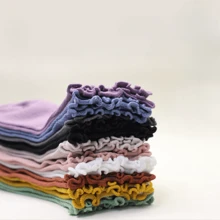 5/10 Pairs Of Women's Solid Color Wooden Ear Hem Socks, Candy Color Loose Hem Socks For Women.