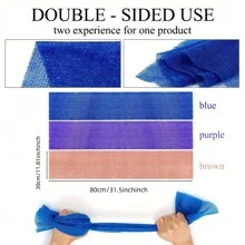 3 Pieces African Bath Sponge African Net Long Net Bath Sponge Exfoliating Shower Body Scrubber Back Scrubber Skin Smoother,Great For Daily Use (Blue,Purple,Brown)