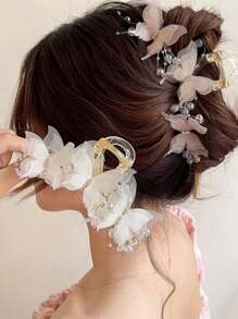 1 件蝴蝶夹女式大号优质甜美发夹后脑勺发夹头饰发夹发夹发钳发夹发夹