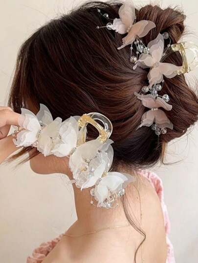 1 件蝴蝶夹女式大号优质甜美发夹后脑勺发夹头饰发夹发夹发钳发夹发夹