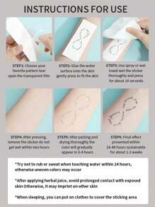 1 件指南针几何临时纹身防水防汗持续 1-2 周逼真草本汁抗摩擦不反光仿黑色假纹身男女纹身贴纸适用于手臂、胸部、腿部、腹部、腰部现代人体艺术 - 黑色 - 查看 7