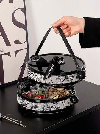 Bandeja con cesta de frutas de estilo vintage de cerámica, plato decorativo elegante para la mesa de centro de la sala de estar, exhibición de refrigerios en el hogar