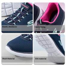 Skechers Zapatos de mujer, zapatos casuales, fáciles de poner y quitar, zapatos de mamá de una sola pieza, zapatos de malla de suela suave, zapatos casuales livianos, zapatillas de deporte 12980-LTPK - azul marino/melocotón - Ver 6