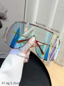 1 Pair Women's Rimless Oversized Wrap-Around Fashion Sunglasses, Beach Style, Suitable For Daily Wear And Matching With Sweaters, Jeans, Sweatpants, Hoodies, Jackets, Dresses And Long Sleeve Shirts - Multicolor - View 10