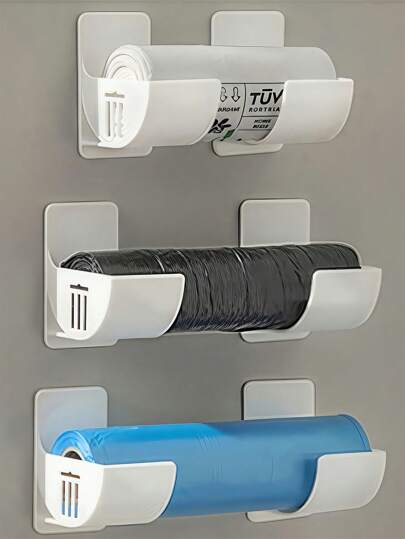 4pcs Adjustable No-Hole Trash Bag Holder Rack, Suitable For Storing Garbage Bags, Cling Wrap, Umbrellas, Rolling Pins, And Other Kitchen Items. Can Also Be Used As A Wrap Dispenser, Kitchen Organizer Rack, Sink Organizer, Cabinet Organizer, Kitchen Tool Holder, Kitchen Storage Container. Great Mother's Day Gift For Mom.