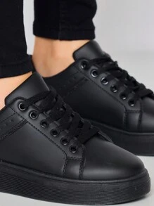 Fashionable Versatile Simple Solid Color Casual Shoes - Black - View 2