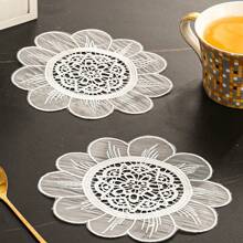 1pc Flower Design Hollow Vintage Style Cup Mat