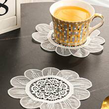 1pc Flower Design Hollow Vintage Style Cup Mat