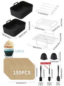 13 件 AF400UK 和 AF451UK 空气炸锅配件套装、硅胶内锅、可重复使用烤盘、烤架、蒸篮、硅胶垫、空气炸锅内锅、烘焙垫、耐高温硅胶蛋糕模具、厨房配件、烘焙工具、万圣节和圣诞派对礼物、家居装饰、厨房装饰、房间装饰、圣诞装饰、派对装饰、万圣节装饰、厨房用品、厨房用具、厨房工具、厨房用品。 - 黑色 - 查看 15