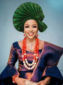 Elegant Nigerian Women's Hat, Aso Oke Headwear, Hand Woven Bow Women's Wrap Hat, African Classic Fabric Headscarf Hat, Auto Gele Headband, Suitable For Weddings, Parties, And Other Special Occasions, Hand Washable And Dry Cleanable, One Size Fits All Hair Sleep Cap - Nigerian Turban Hat - View 6