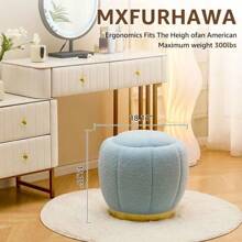 Storage Ottoman, Modern Round Floral Footrest With Soft Padded Seat, Teddy Velvet Footstool, Accent Small Table Or Plant Stand For Hallway, Living Room (Blue)