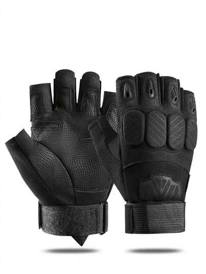Sports Camo Print Half-Finger Gloves,Suitable For Cycling,Riding Motorcycle And Skiing,Black Gloves