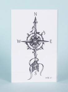 1 件指南针几何临时纹身防水防汗持续 1-2 周逼真草本汁抗摩擦不反光仿黑色假纹身男女纹身贴纸适用于手臂、胸部、腿部、腹部、腰部现代人体艺术 - 黑色 - 查看 6