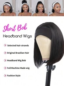 短款波波头带假发 巴西发假发 带发带 女士全机织直发波波头假发 发带波波头假发 女士短款直发波波头假发 带发带波波头假发 短款波波头带假发 直发假发 带发带 巴西机织短款波波头带假发