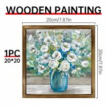 1/4 件浴室墙壁装饰木框印刷墙面艺术图片农舍墙壁艺术破旧别致的花篮艺术品既是礼物，也是墙壁装饰，可悬挂在办公室海报卧室餐厅厨房客厅