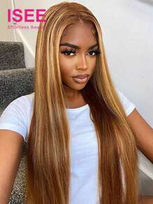 ISEE Tóc giả HAIR Wear Go 6x4 độ nét cao, không ren, kiểu ombre thẳng, màu vàng mật ong P4/27, đã được tỉa sẵn, đường chân tóc tự nhiên, độ dày 180%, dài 8-30 inch, phù hợp cho người mới bắt đầu. - S4/27 - Xem 4