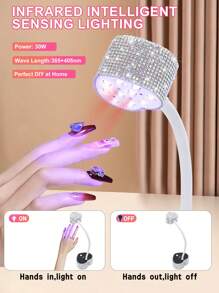 Lâmpada de gel UV/LED para unhas (1 unidade), luz UV roxa para cura de unhas, secador de unhas profissional, lâmpada de plástico para cura de esmalte em gel UV, lâmpada de cura rápida para esmalte em gel, lâmpada portátil com amplo espaço e sensor automático, adequada para cura de esmalte em gel, uso em salão e manicure caseira, melhor presente para meninas, novo acessório para lâmpada de unhas, aplicável para unhas das mãos e dos pés, suprimentos para salão e escola - Prata - Ver 6