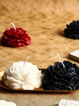 1pc Peony Flower Shaped Aromatherapy Candle, Home Decor Accessory, Suitable For Home, Restaurant, Birthday, Party, Bathroom