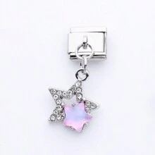1PC Stainless Steel Italian Module Bracelet Components, With Colorful Stars, Butterflies, Bows, Flowers, And The Sun Pendant , DIY Making Jewelry For Bracelet Necklaces, Can Be Freely Matched With Different Styles - Italian Module - View 17
