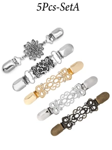 女士复古毛衣开衫领夹、腰带夹、衬衫胸针夹、金色、银色和古铜色花朵图案毛衣披肩夹 - 腰夹、腰带开衫夹围巾领子配饰夹和胸针夹，可作为服装礼品 - 披肩夾 - 查看 23