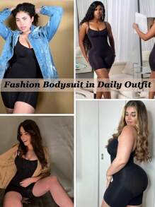 2pcs Women Seamless Full Body Sculpting Body Shaper, Waist Cincher & Butt Lifter, Postpartum Compression Bodysuit - Multicolor - View 5