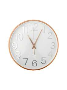 Reloj de pared de 10 pulgadas, estilo minimalista, alarma silenciosa, funciona con batería, cubierta de vidrio transparente, ideal para decorar habitaciones infantiles, salas, dormitorios, cocinas, escuelas y oficinas. - Dorado - Ver 4