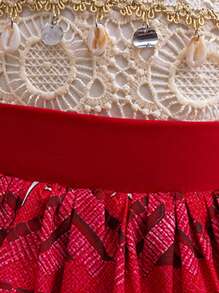 Young Girls Spaghetti Strap Tassel Princess Dress, Suitable For Parties, Fabric And Pattern Randomly Assorted - Red - View 6