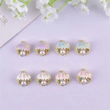 5pcs Marine Style 3D Pearl Encrusted Shell Zinc Alloy Pendant, DIY Earrings Necklace Charms Accessories