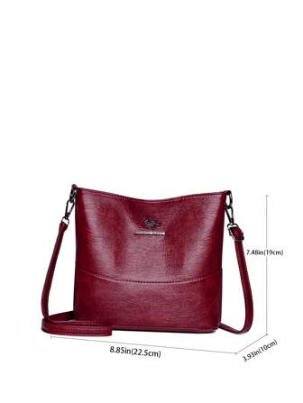 1st enfärgad PU-läder Lättviktsväska med stor kapacitet, Kangaroo Hardware Decor, Lämplig för kvinnor Vardagskläder, Mångsidig