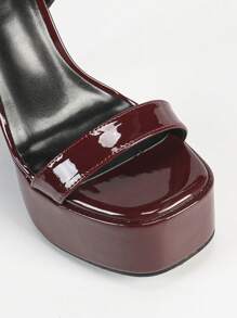 Women 15CM Super High Heel Sandals, 2024 Summer New Fine Heel Sandals, Waterproof Platform, Sexy Open Toe Strap Buckle Black Party/Runway Show Shoes - Red - View 8