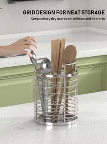 1pc Stainless Steel Chopstick Holder, Draining Rack, Multi-Function Kitchen Utensil Storage Organizer With Drainage, Suitable For Home And Restaurant Use - Multicolor - View 7