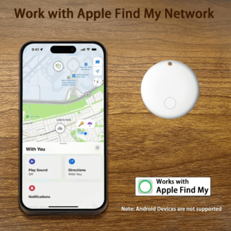 Apple AirTag、IOS 智能蓝牙追踪器、GPS 全球定位器、Apple MFI 认证物品查找器、行李追踪器、物品定位器、与 Apple Find My App 兼容的智能追踪器（仅限 IOS），适用于钱包、行李、宠物、汽车、贵重物品、重要人物等更多场景
