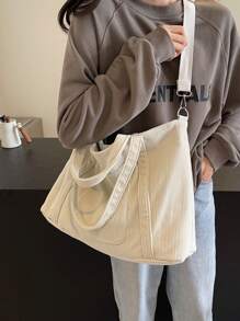 New Fashion Classic College Style Casual Multi-Pocket Large Capacity Dual Handle Shoulder Bag, Especially Warm. Suitable For Campus, Office, Daily Matching, Dates, Shopping, Outings, Gifts, And Other Occasions. Essential Item For College Women. - White - View 6