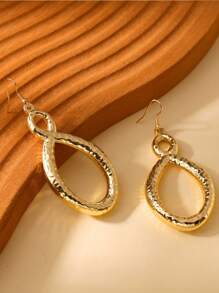 1 对时尚夸张几何金色大环耳环，厚重珠宝适合女性日常佩戴，礼物 - 金色 - 查看 3