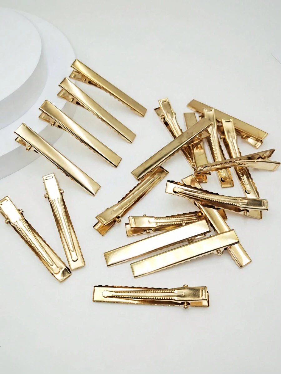 20pcs 5.5cm Hair Clips DIY Accessories, Suitable For Daily Wear - Gold - View 1