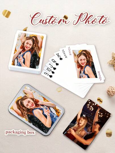 Custom Deck Of Cards, Personalized Photo Playing Cards With Box, Unique Valentine's Day Gift Photo Gifts, Family Party Favors,Anniversary Gift, Gift For Anniversaries, For Valentine's Day, For Mother's Day, For Birthdays, For Father's Day, For Graduation, For Weddings, For Housewarming Living Room, Office, Tea Room, Home