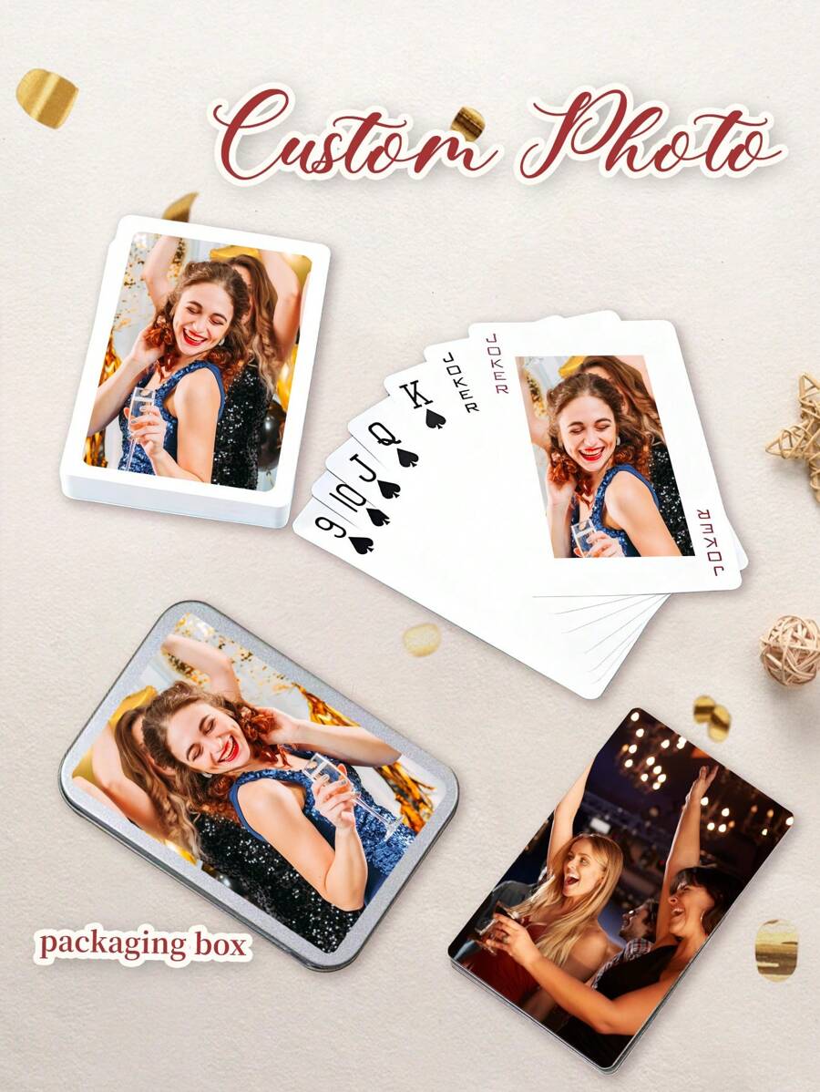 Custom Deck Of Cards, Personalized Photo Playing Cards With Box, Unique Valentine's Day Gift Photo Gifts, Family Party Favors,Anniversary Gift, Gift For Anniversaries, For Valentine's Day, For Mother's Day, For Birthdays, For Father's Day, For Graduation, For Weddings, For Housewarming Living Room, Office, Tea Room, Home - Multicolor - View 1