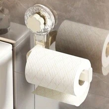 Wandgemonteerde toiletrolhouder - Zelfklevend, Geen boren vereist, Geschikt voor keuken en badkamer, Gemaakt van kunststof - Multifunctionele tissuerol en handdoekhouder