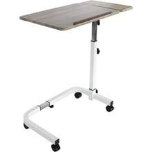 KMINA - Overbed Table With Wheels Adjustable Height Wooden Disabled Table For Eating Hospital Over Bed Table Wheeled C Shaped Bedside Table For Elderly Over Wheelchair Table Mobility Table - Wood1 - View 1