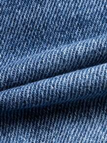 时尚年轻男孩可调节腰部破洞洗水牛仔短裤 - 深色水洗藍 - 查看 12